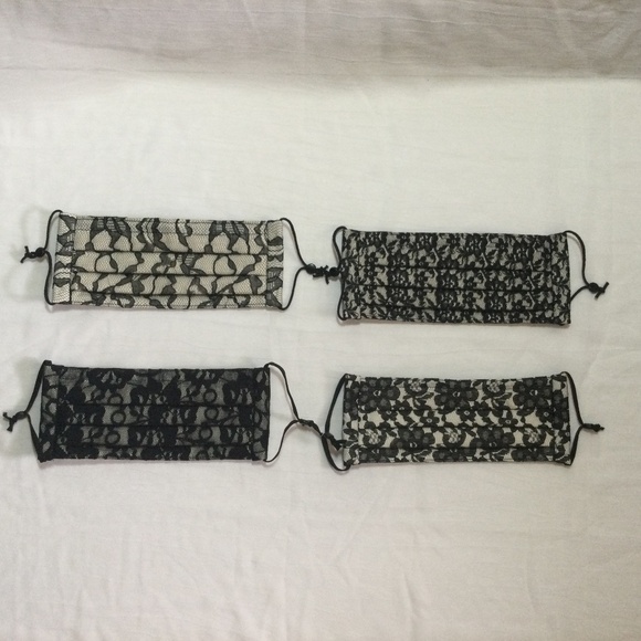 Four Black Lace Masks Beautiful Set of Four (4) Adult-size - Picture 2 of 8